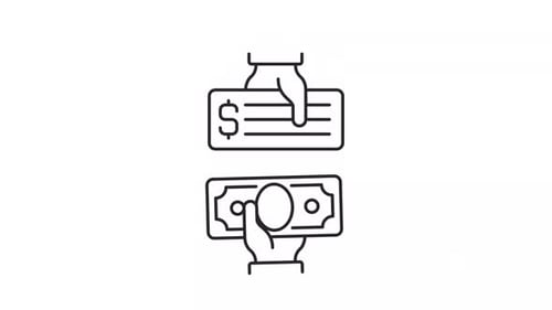 Animated cash check line icon