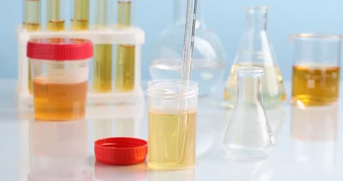 Pipette Adding Sample to Flask in Laboratory