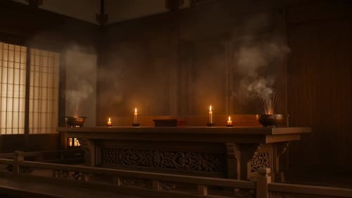 Atmosphère d'encens du temple