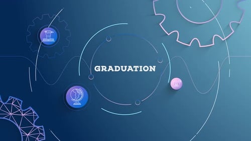Infographic Graduation Management Blue Background Looped