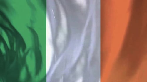 Realistic Waving Ireland Flag in Vertical Orientation