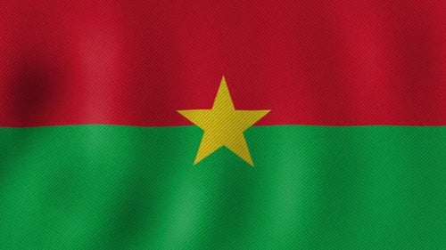 Waving Burkina Faso Flag with Realistic Fabric Texture Animation