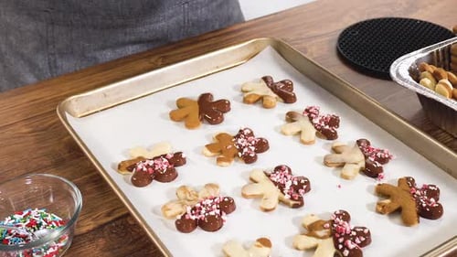 Decorating Holiday Sugar Cookies With Chocolate and Candy Canes