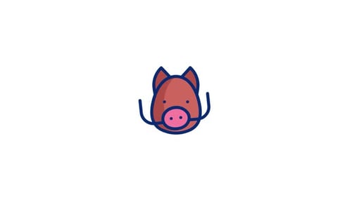 Animated Flat Design Wild Boar Head Icon