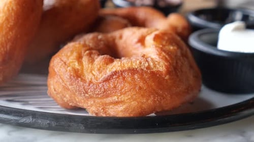 Appetizing Close Up of Delicious Fried Donuts