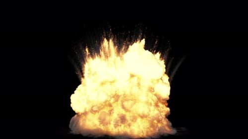 Huge Explosion close view on transparent background