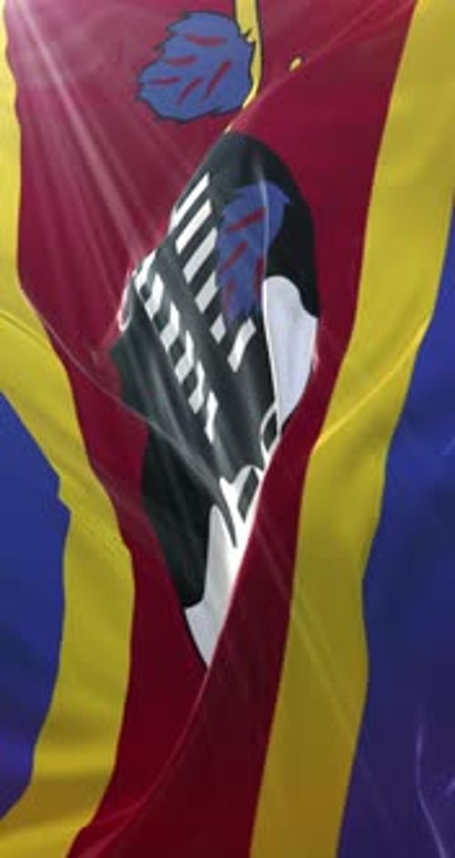 Eswatini National Flag Waving with Sunlight Rays