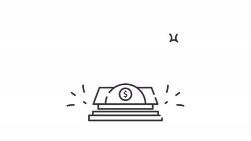Animated Line Art Icon of a Bank Building