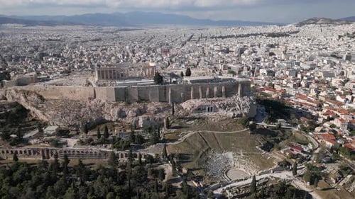 Aerial View of Acropolis and Athens Cityscape
