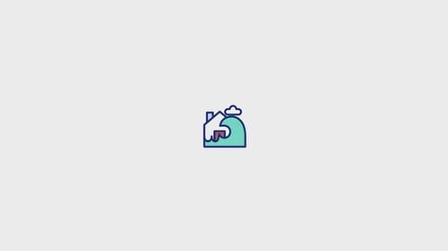 Flat Design House Icon with Animated Flood Wave