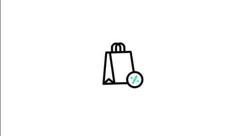 Animated Flat Design Shopping Bag with Discount Percentage Icon