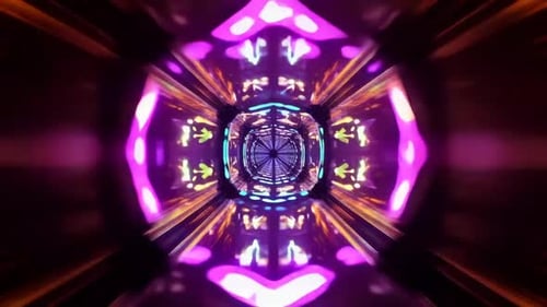 Tunnel lumineux au néon abstrait Sci Fi VJ Motion Loop
