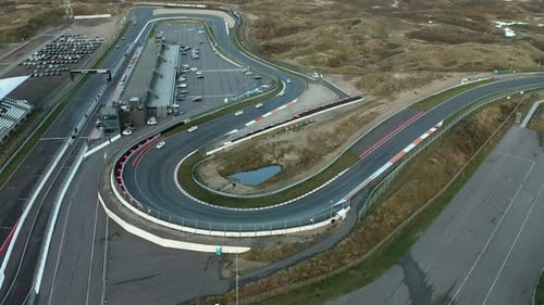 Facility built for racing of vehicles F1 circuit Zandvoort - The Netherlands. Aerial shot