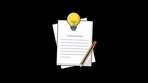 Animated Idea Document with Lightbulb and Pencil