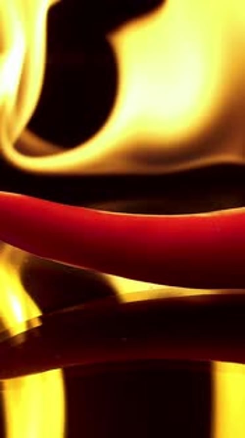 Red Chili Pepper with Fiery Flames