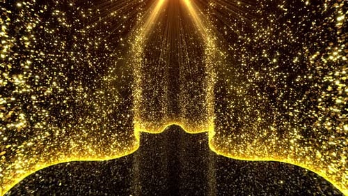 Golden Particles Light Rays Reveal Abstract Background Loop