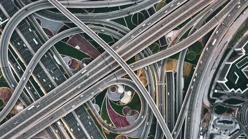 Top View Of Road Intersection Dubai, Uae
