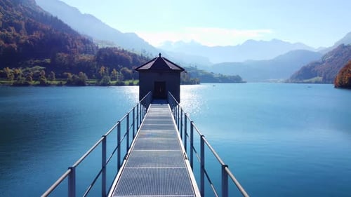 Aerial View of Foggy Mystical Landscape Scenery