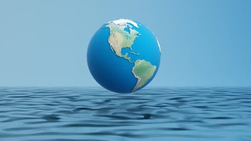 Earth Floating Above Calm Ocean