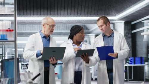 Diverse team of scientists working in a lab