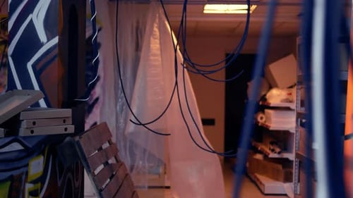 Derelict Underground Warehouse Interior Used By Urban Explorers