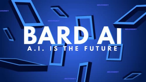 Animação de estilo de texto 3D Bard AI com várias formas e fundo gradiente