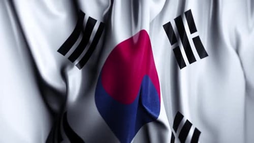 Realistic South Korean Flag Waving Seamless Loop Animation