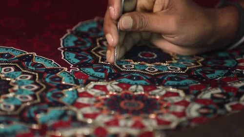 Close Up of Textile Being Created by Hand