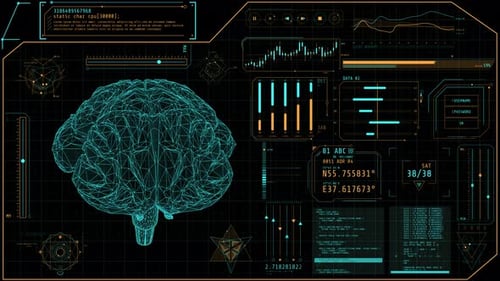 Affichage animé d'une interface de haute technologie pour la recherche sur le cerveau
