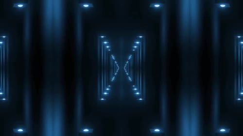 Abstract futuristic tunnel with glowing blue lights, modern design