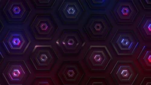 Futuristic Glowing Hexagon Grid Loop Animation Background