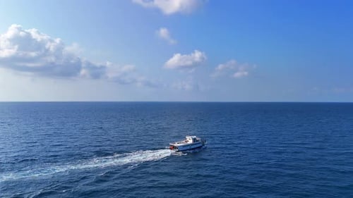 Motorboat on Deep Sea