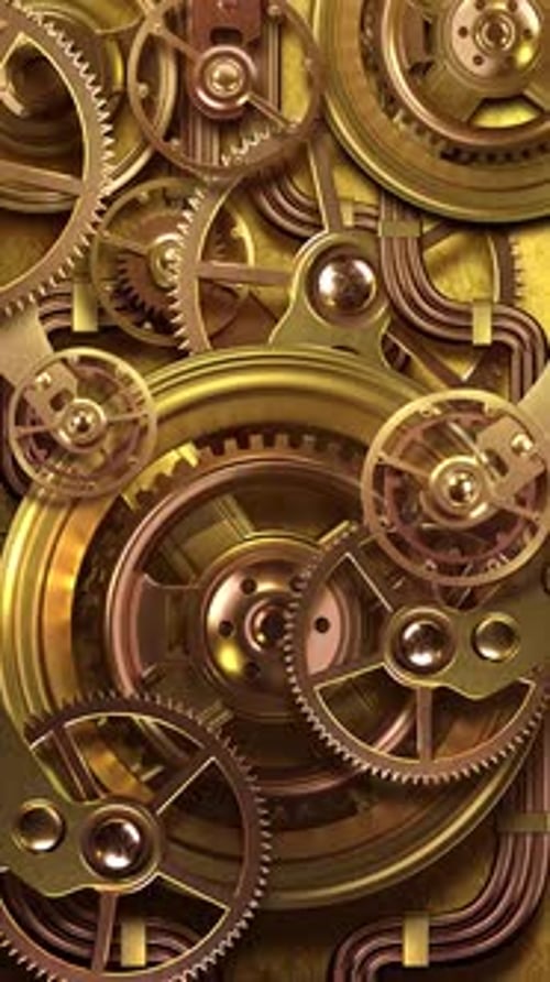 Steampunk Golden Gears Mechanical Loop Background