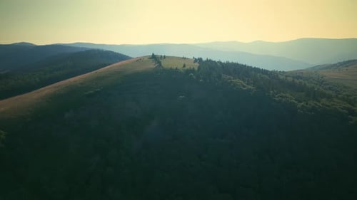 Scenic Mountains and Valleys at Golden Sunrise Aerial