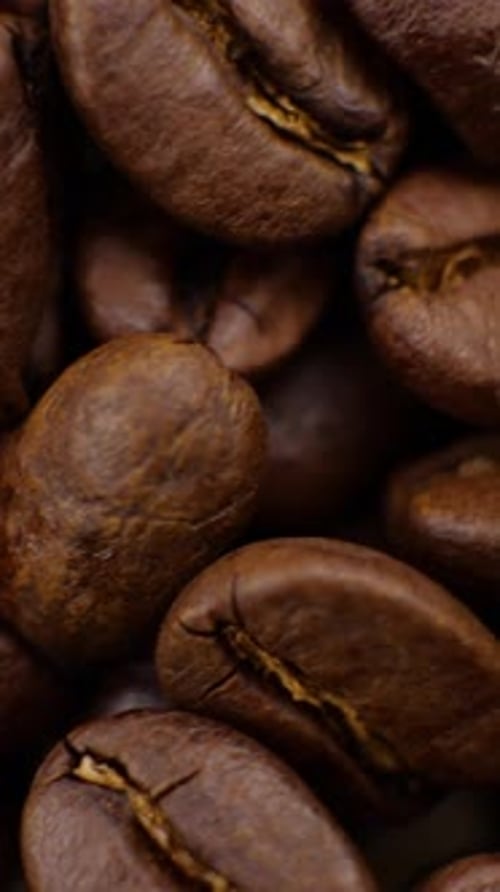 Geröstete Kaffeebohne mit vertikalem Bildschirm