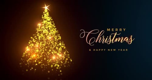 Elegant Christmas Tree Particles with New Year Greeting