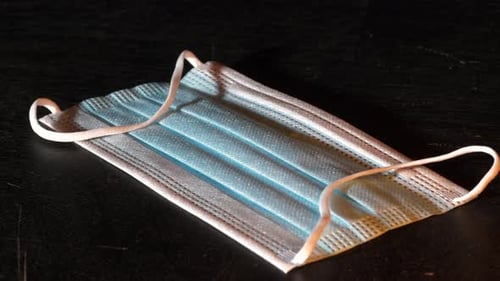 Medical Masks with COVID-19 text Close Up