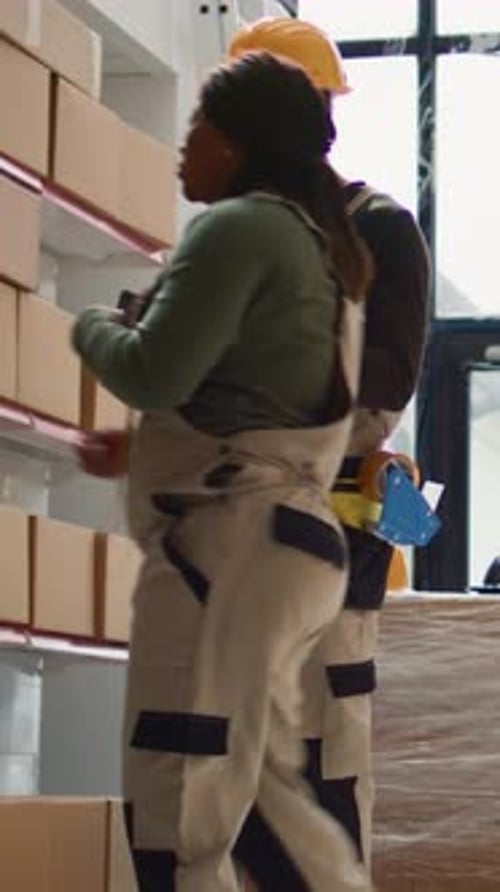 Vertical Video Manager Preparing Warehouse Delivery
