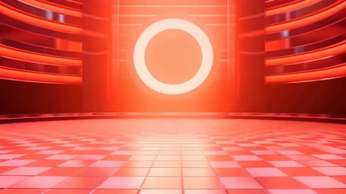 Futuristic Digital Studio Background With Glowing Red Circle