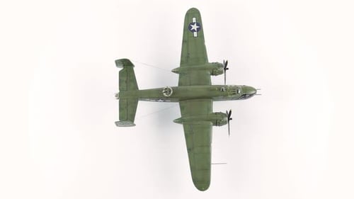 Modèle d'assemblage de l'avion militaire B 25 Mitchell, vue de dessus.