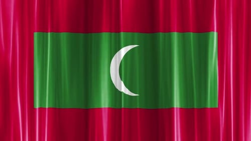 Maldives Flag Waving with Realistic Silk Curtain Effect