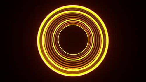 Futuristic Neon Rings Tunnel Seamless Loop Background