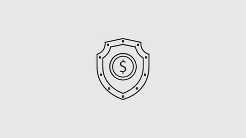 Animated Line Art Shield with Dollar Sign Reveal