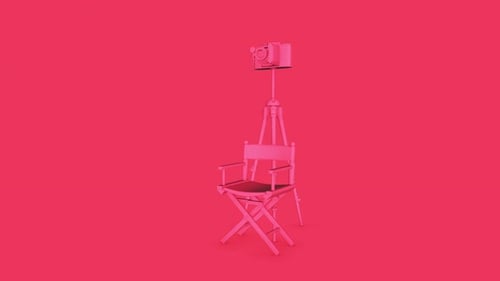 Minimalist 3D Rotating Camera and Director Chair Animation