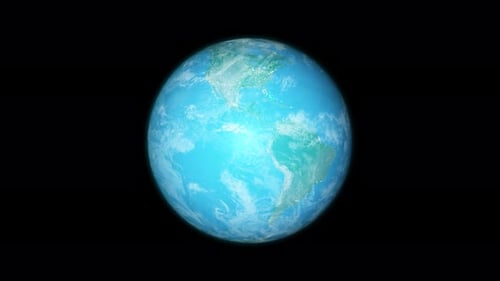 Realistic Planet Earth Rotation from day into the night. Light side of the Earth globe turn to dark.