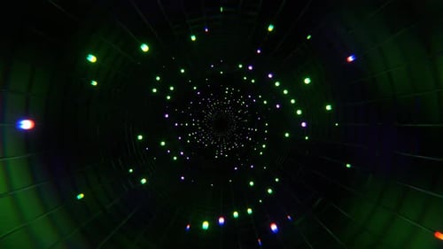 Purple And Green Elegant Abstract Corridor With Flashing Light Bulbs Background Vj Loop I 4K