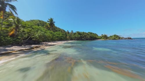 Fpv shot of Playa Ermitano In Samana, Dominican Republic