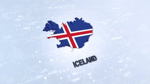 Animated 3D Map of Iceland with Flag and Title Reveal