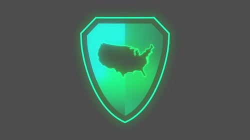 Neon Glowing Shield with USA Map Reveal Animation