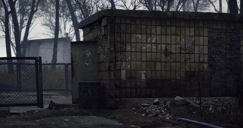 Grungy Abandoned Building Door Opening Motion